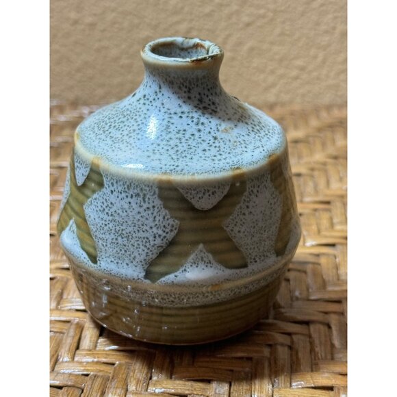 Vintage Japanese Ceramic Bud Vase With Abstract Pattern Original Sticker - Picture 2 of 8